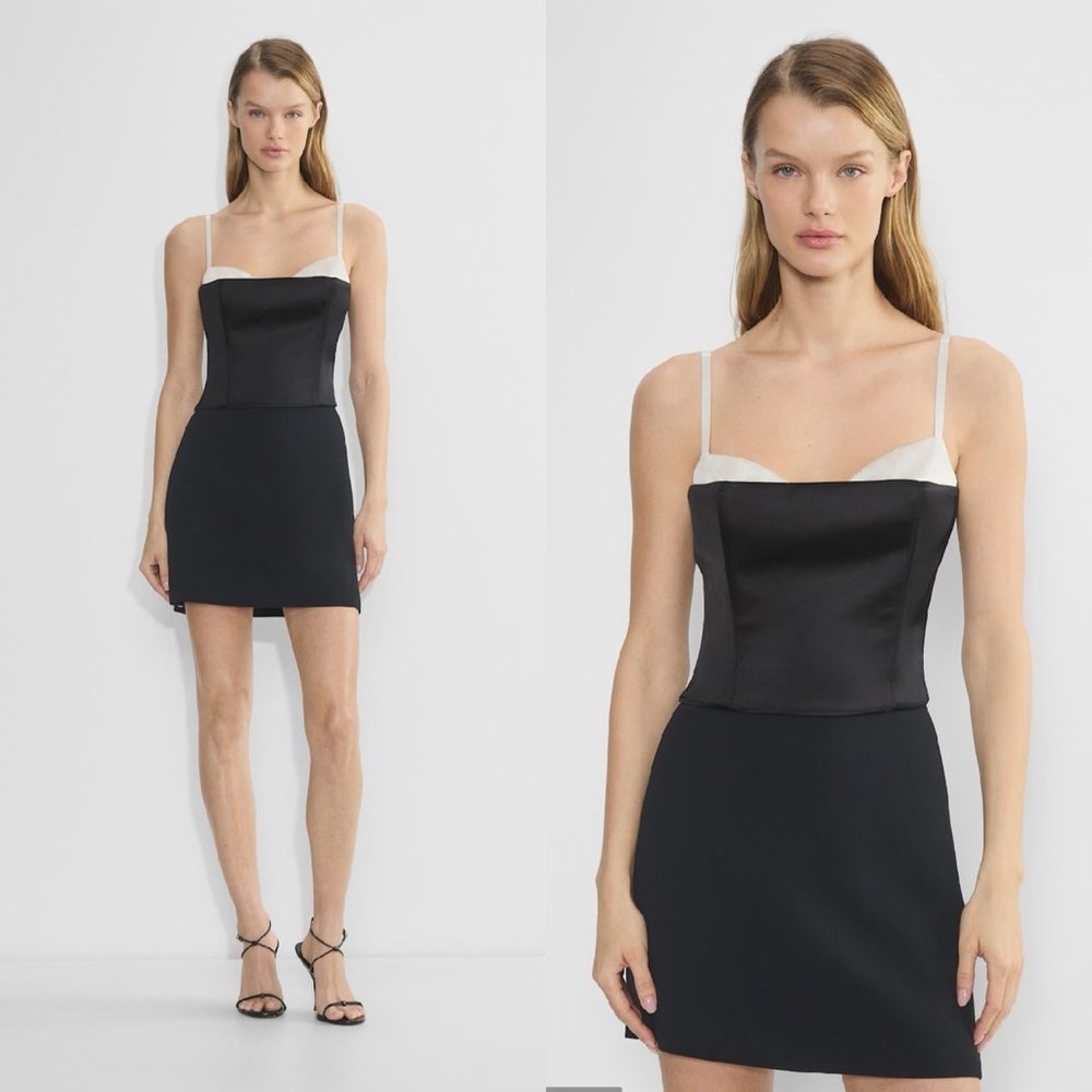 NWT Aritzia TEN Hypnotize Satin Bustier Top Size 6 Black/Light Birch